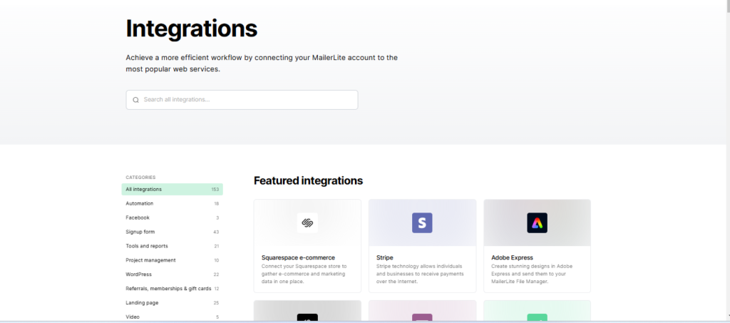 Integrations MailerLite