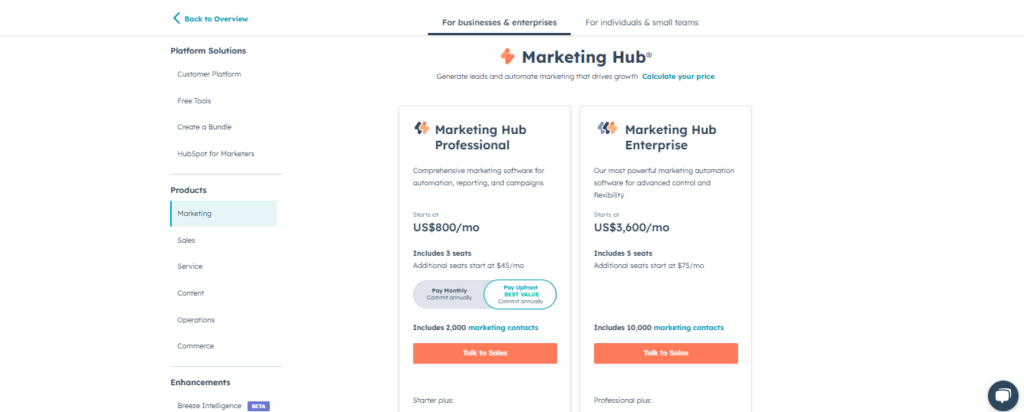 HubSpot Pricing Plans