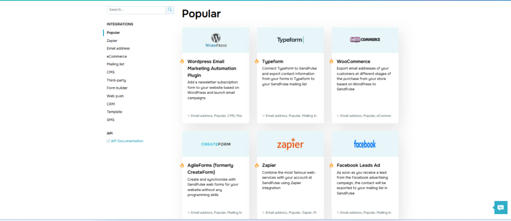 Integrations SendPulse