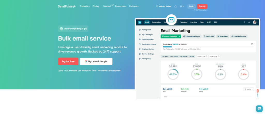 SendPulse Email Marketing Features